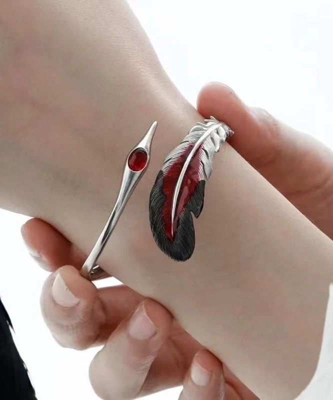 Fine Silk Sterling Silver Crane Feather Cuff - Image 4
