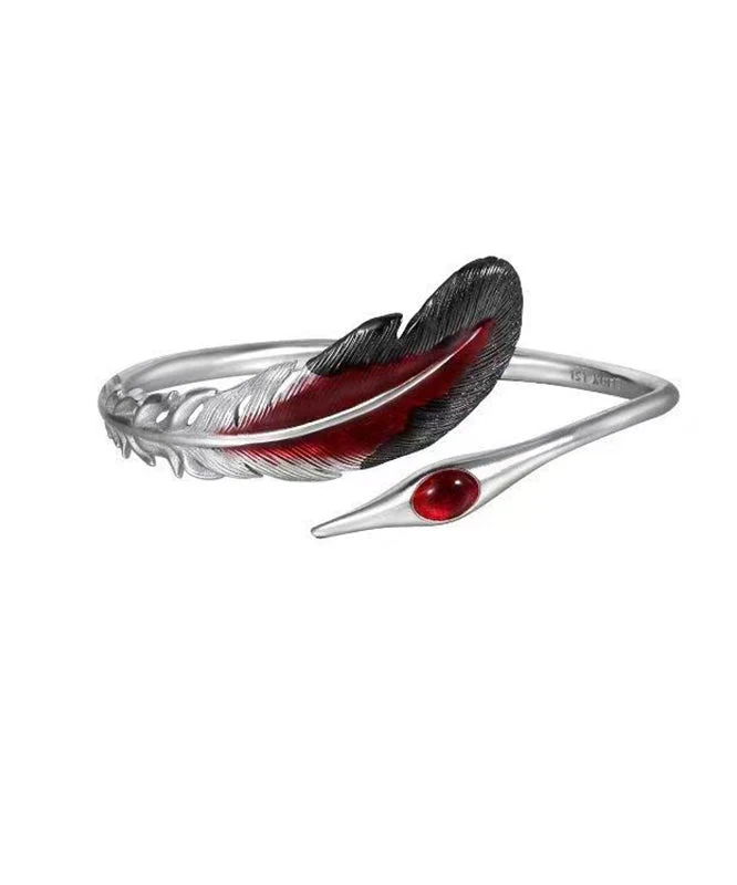 Fine Silk Sterling Silver Crane Feather Cuff - Image 5