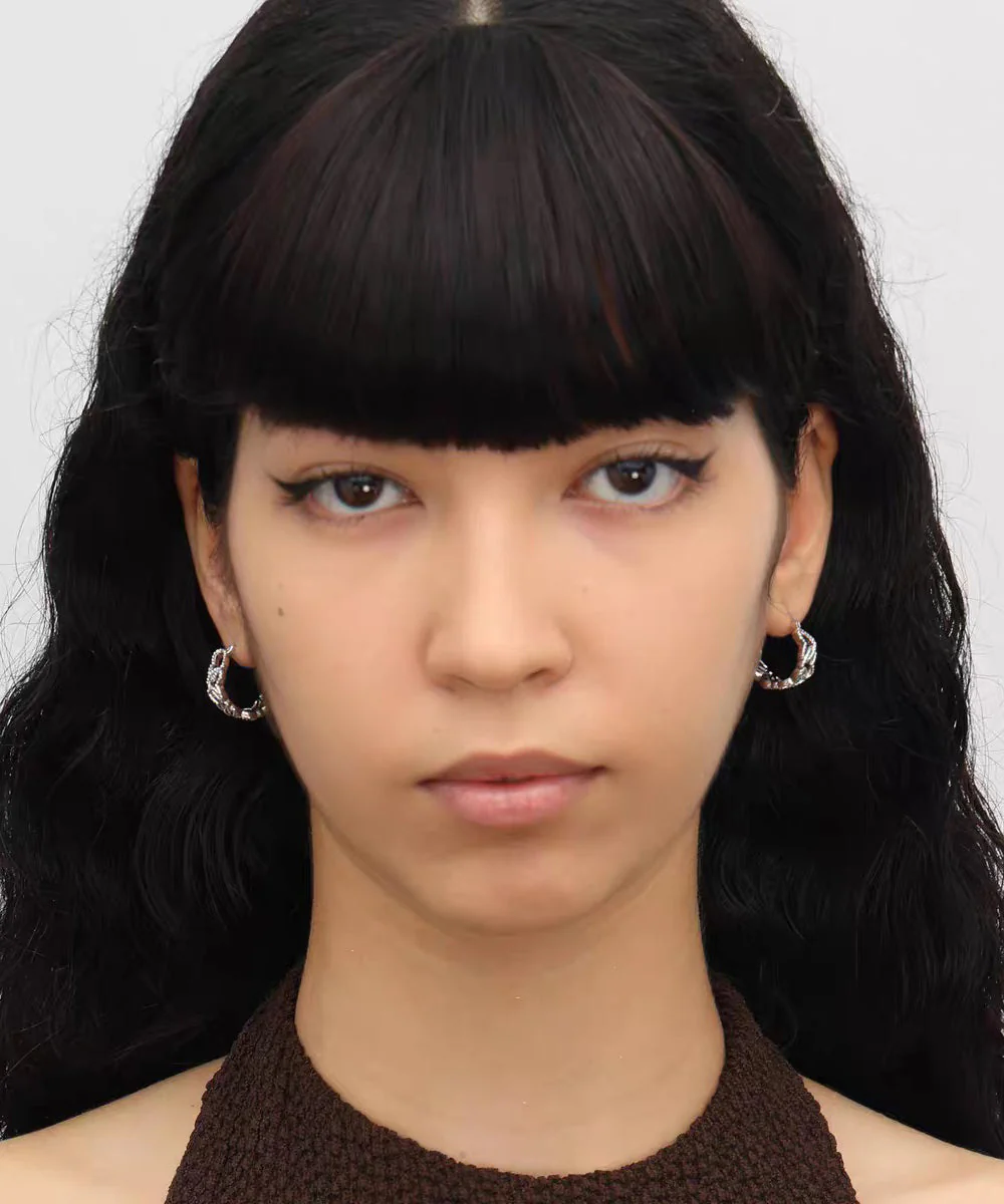 Fine Silk Sterling Silver Hollow Out Love Hoop Earrings - Image 3