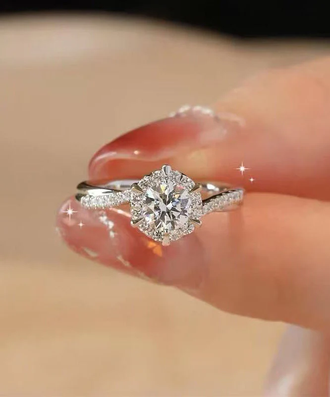 Fine Silk Zircon Adjustable Open Wedding Bands Rings - Image 2