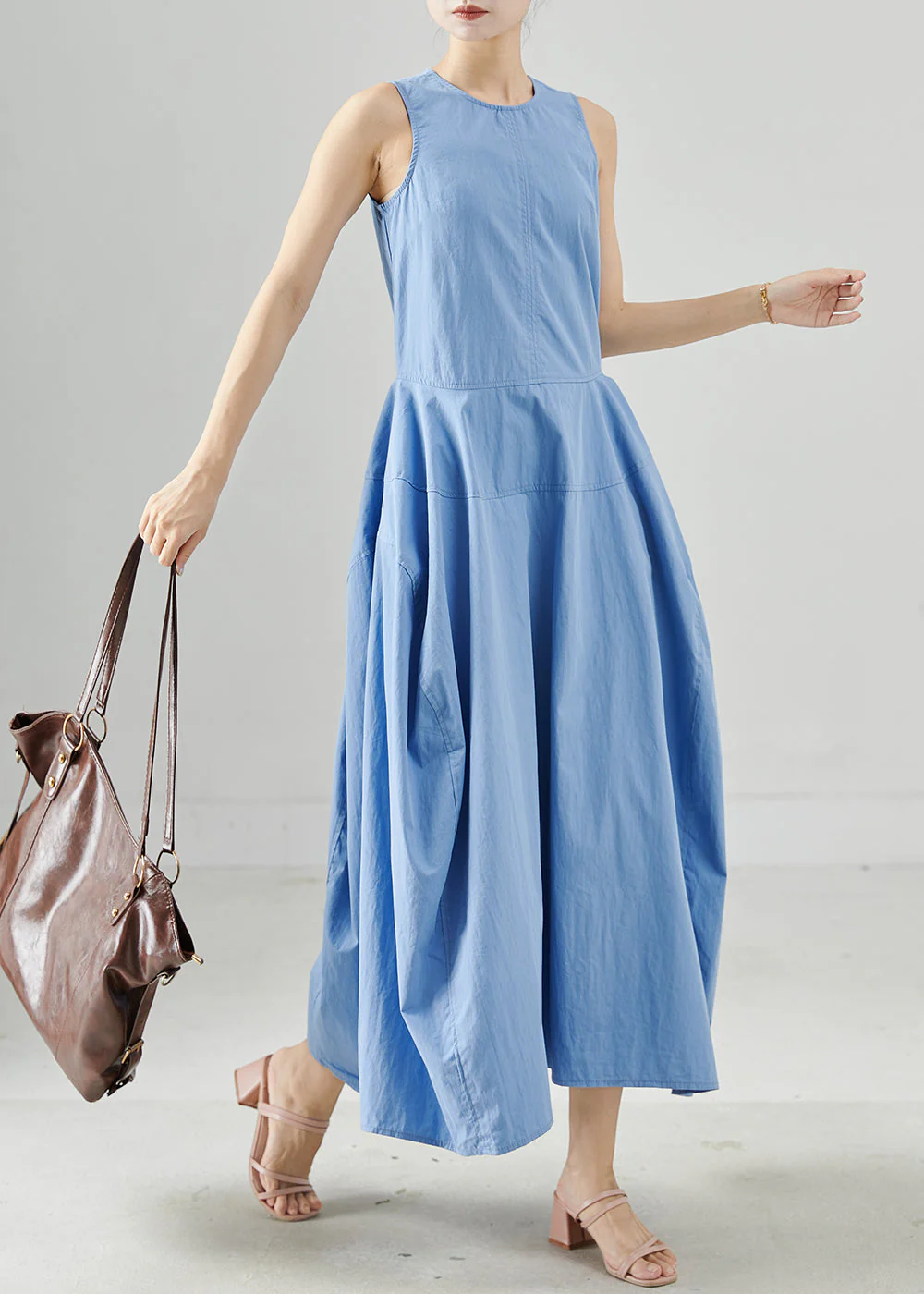 Fine Sky Blue Exra Large Hem Cotton Holiday Dresses Sleeveless - Image 2