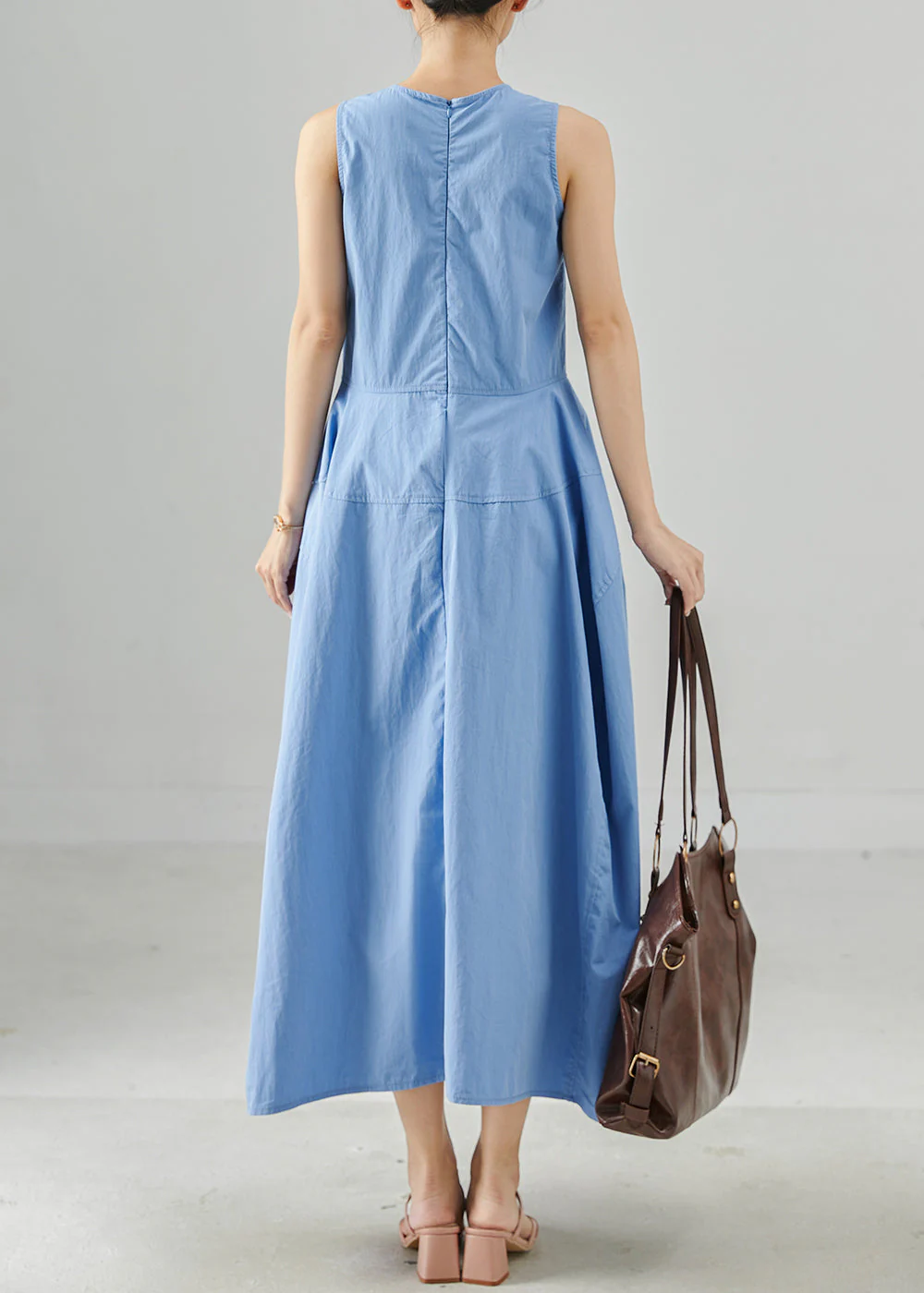 Fine Sky Blue Exra Large Hem Cotton Holiday Dresses Sleeveless - Image 4