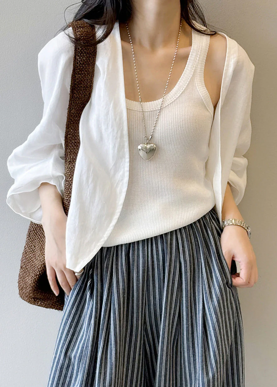Fine White Oversized Linen Cardigan Spring - Image 2
