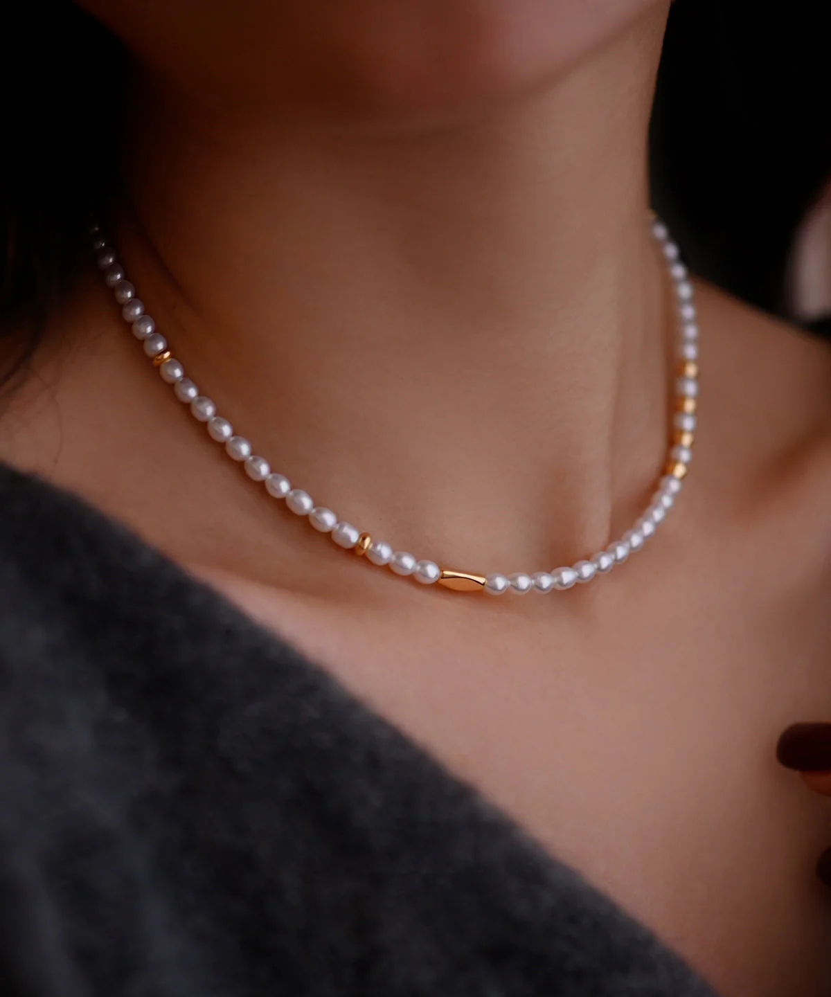 Fine Xiaomi Beads Pearl Gold Plated Pure Adjustable Silver Pendant Necklace