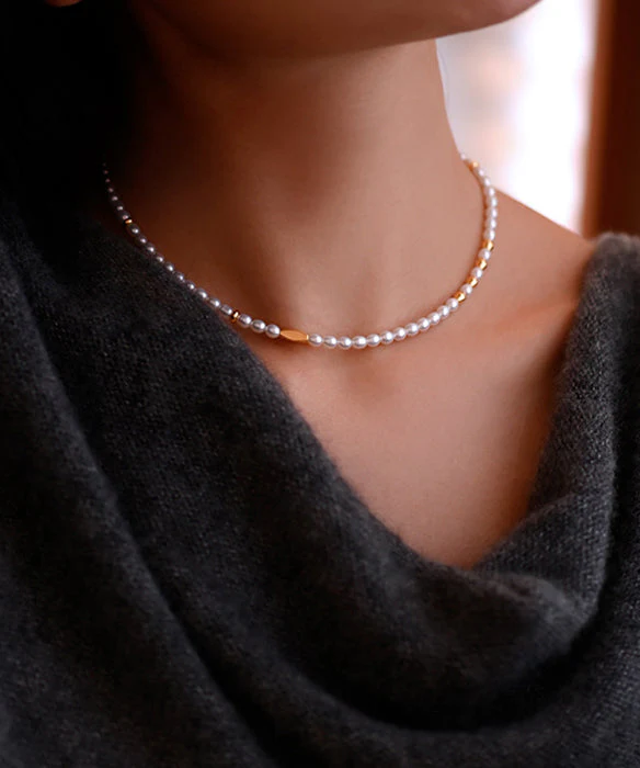 Fine Xiaomi Beads Pearl Gold Plated Pure Adjustable Silver Pendant Necklace - Image 3