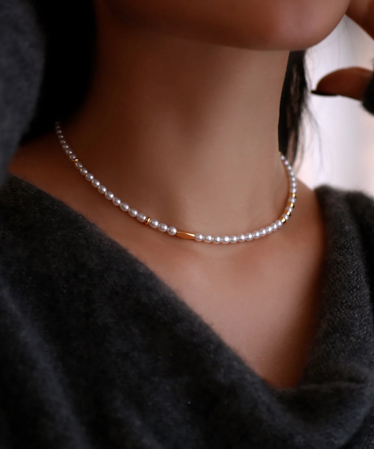Fine Xiaomi Beads Pearl Gold Plated Pure Adjustable Silver Pendant Necklace - Image 4