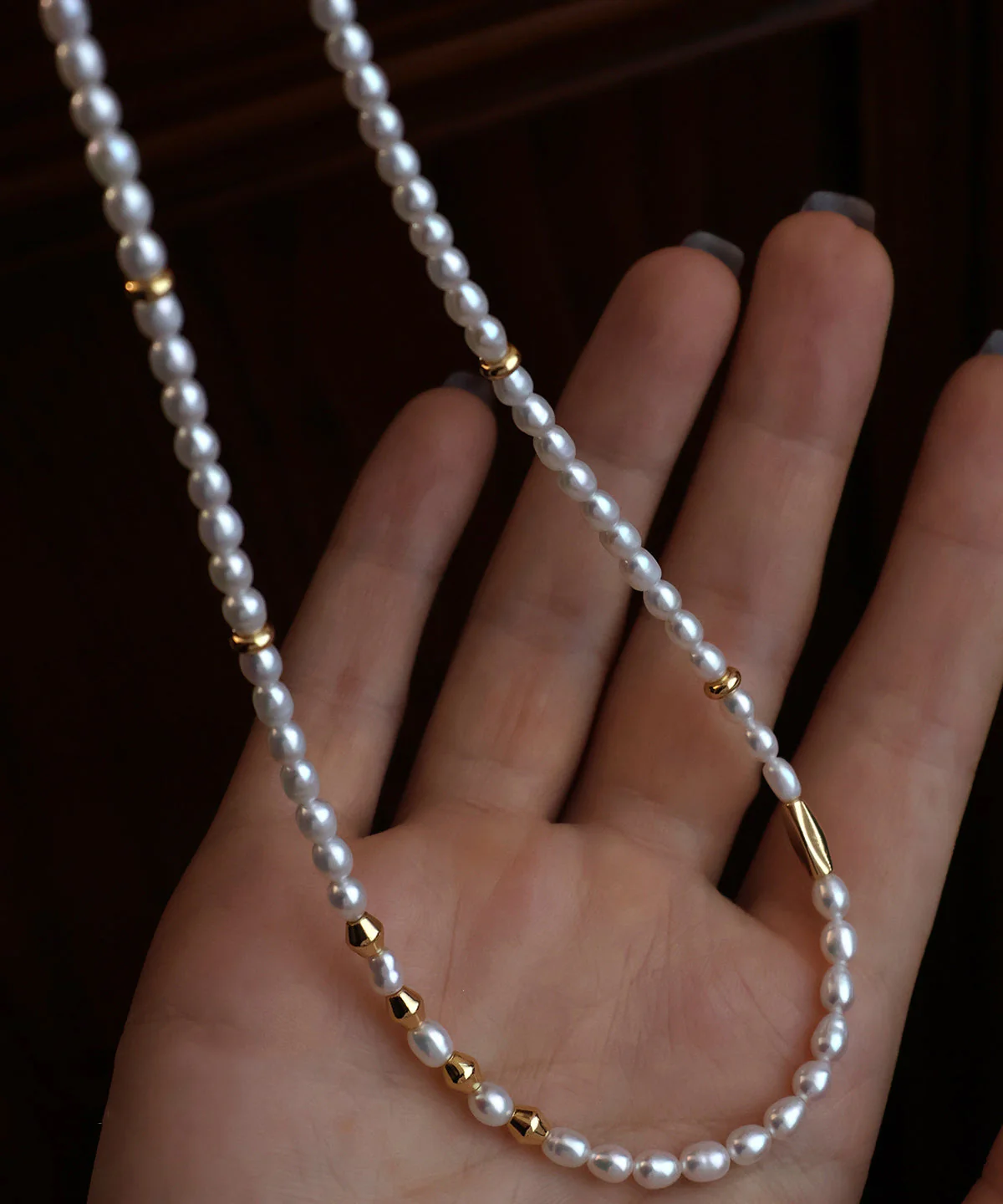 Fine Xiaomi Beads Pearl Gold Plated Pure Adjustable Silver Pendant Necklace - Image 5