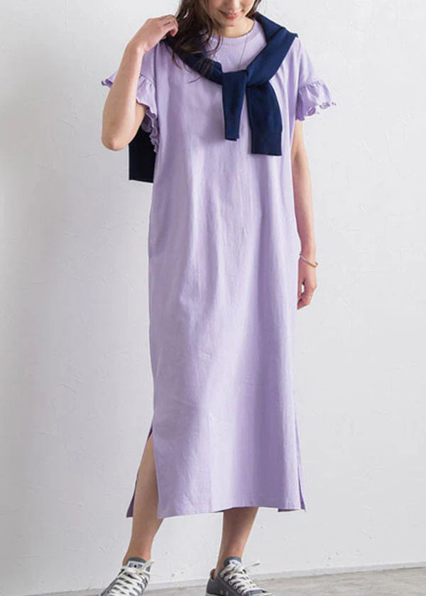 Fine Yellow O Neck Patchwork Ruffled Cotton Dresses Summer - Image 2
