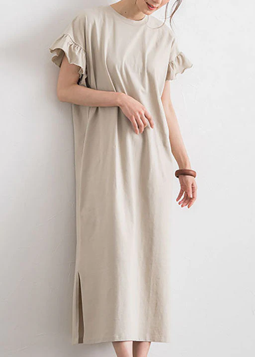 Fine Yellow O Neck Patchwork Ruffled Cotton Dresses Summer - Image 3