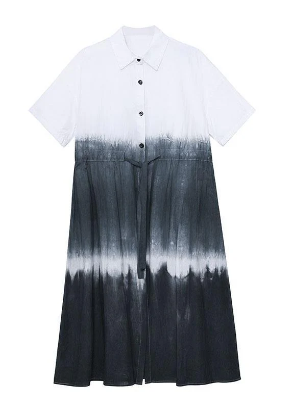 Fine Yellow Tie Dye Buttontie Sashes Short Sleeve Dresses - Image 5
