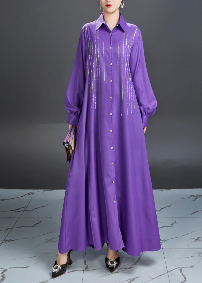 Fitted Black Peter Pan Collar Striped Maxi Dresses Lantern Sleeve - Image 2