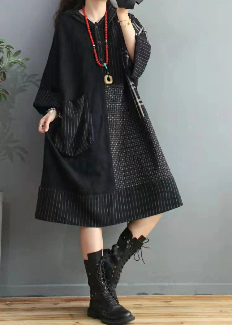 Fitted Colorblock Plaid asymmetrical design Cotton Linen Holiday Dress Summer - Image 2