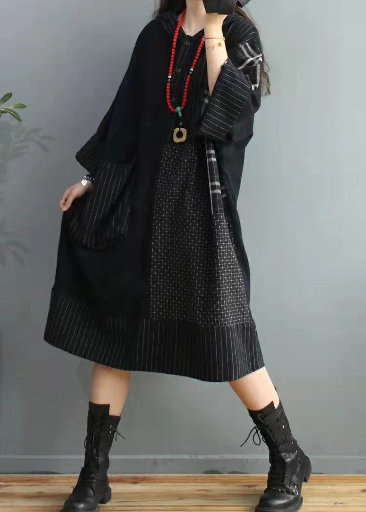 Fitted Colorblock Plaid asymmetrical design Cotton Linen Holiday Dress Summer - Image 3