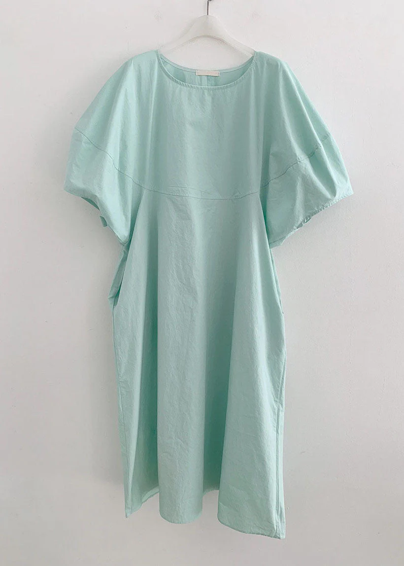 Fitted Green Puff Sleeve Casual Cotton Vacation Dresses Spring - Image 4