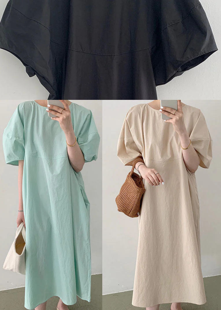 Fitted Green Puff Sleeve Casual Cotton Vacation Dresses Spring - Image 5