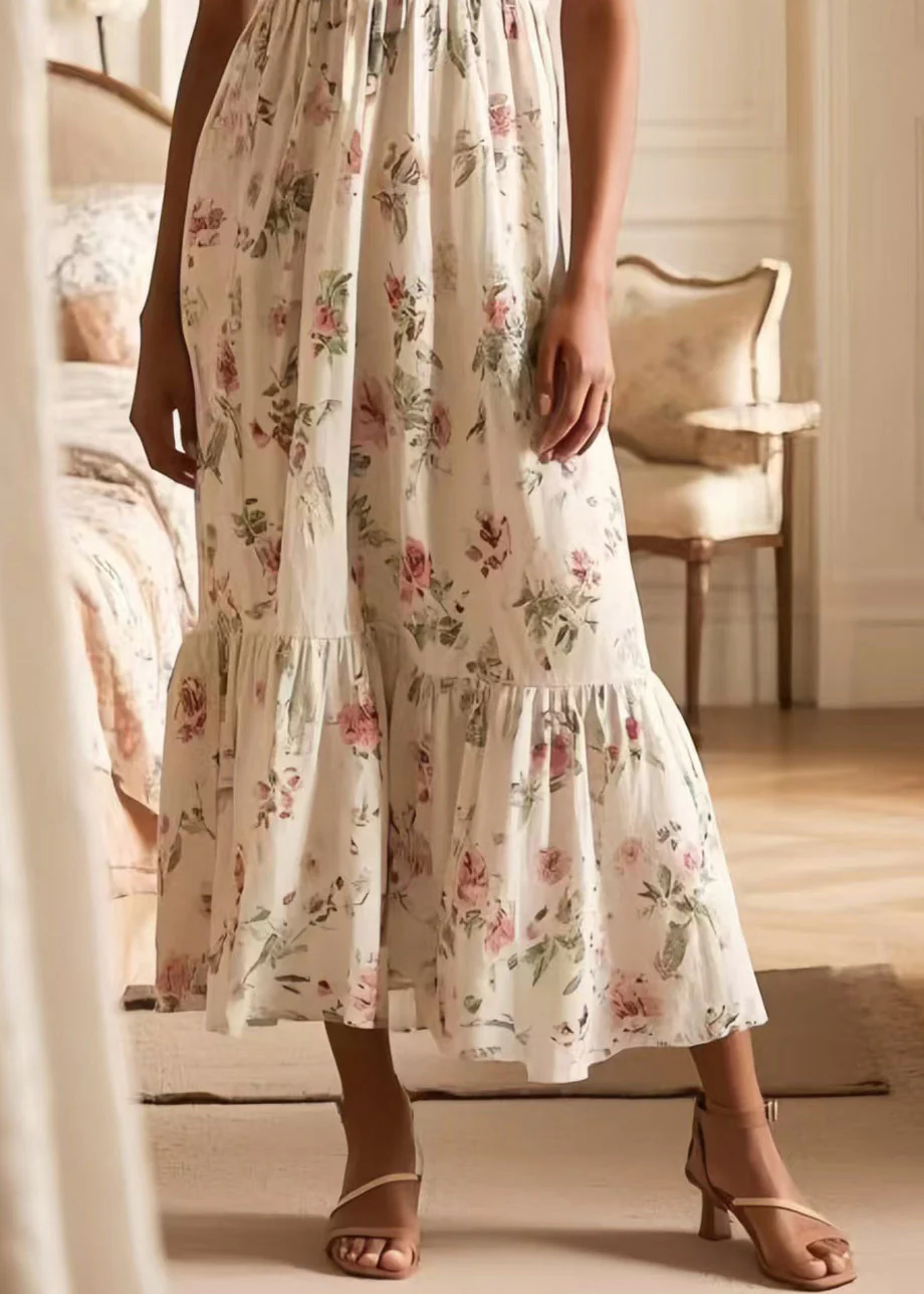 Fitted White Print Cotton Cami Dresses Summer - Image 4