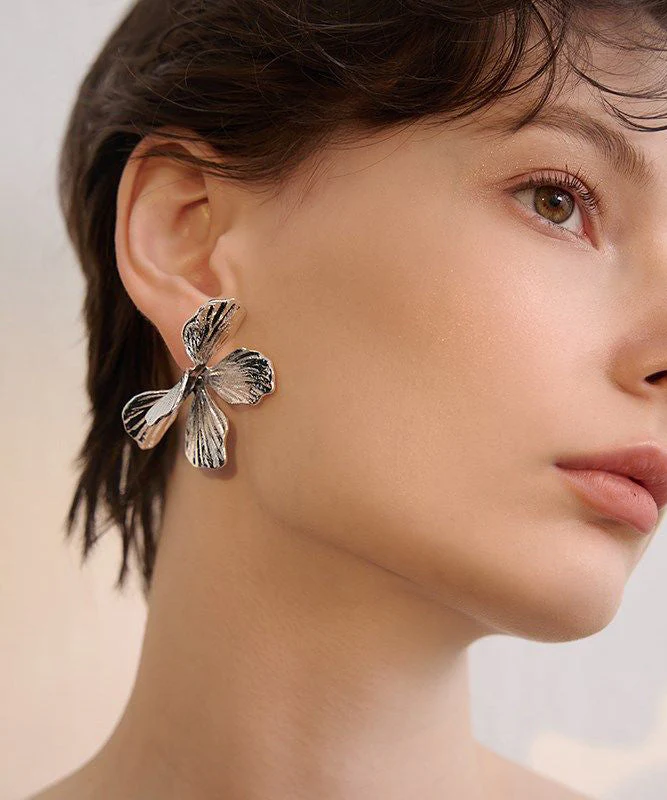 Floral Gold Exaggeration Gold Plated Stud Earrings - Image 5