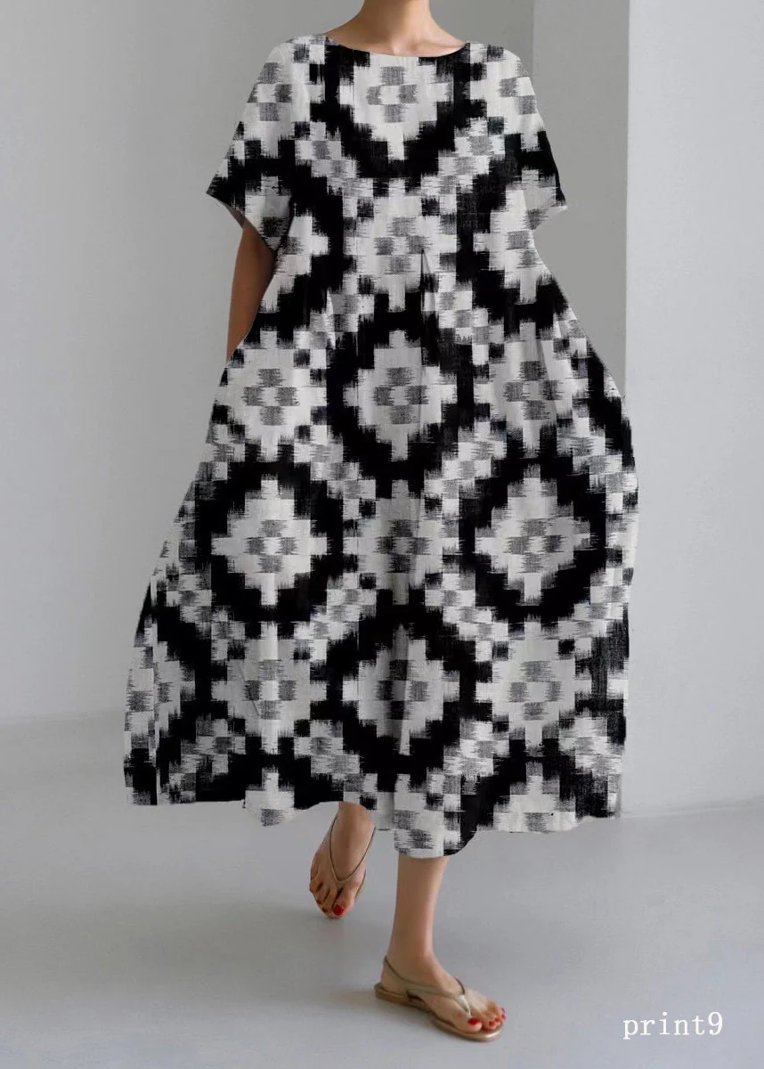 Flower print13 Cotton Dresses Pockets Patchwork Spring - Image 5