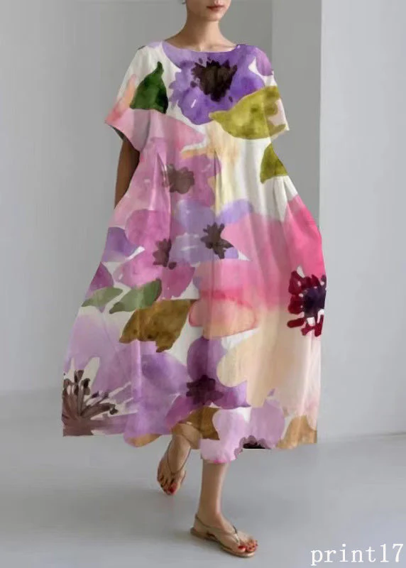 Flower print15 Cotton Dresses Pockets Patchwork Spring - Image 11