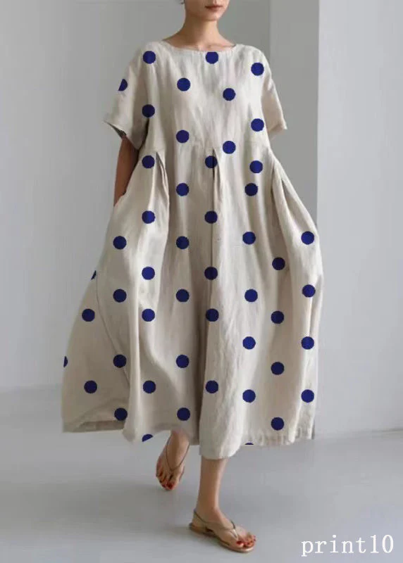 Flower print15 Cotton Dresses Pockets Patchwork Spring - Image 6