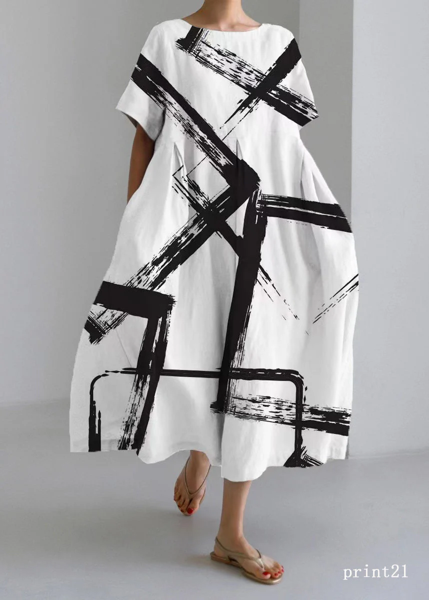 Flower print18 Cotton Dresses Pockets Patchwork Spring - Image 13