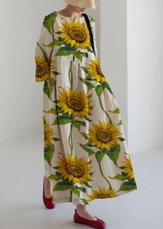 Flower print21 Cotton Dresses Pockets Patchwork Spring - Image 14