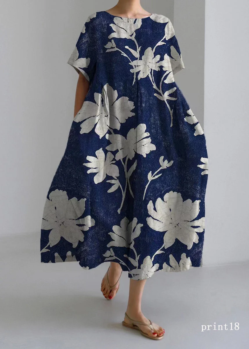 Flower print21 Cotton Dresses Pockets Patchwork Spring - Image 4