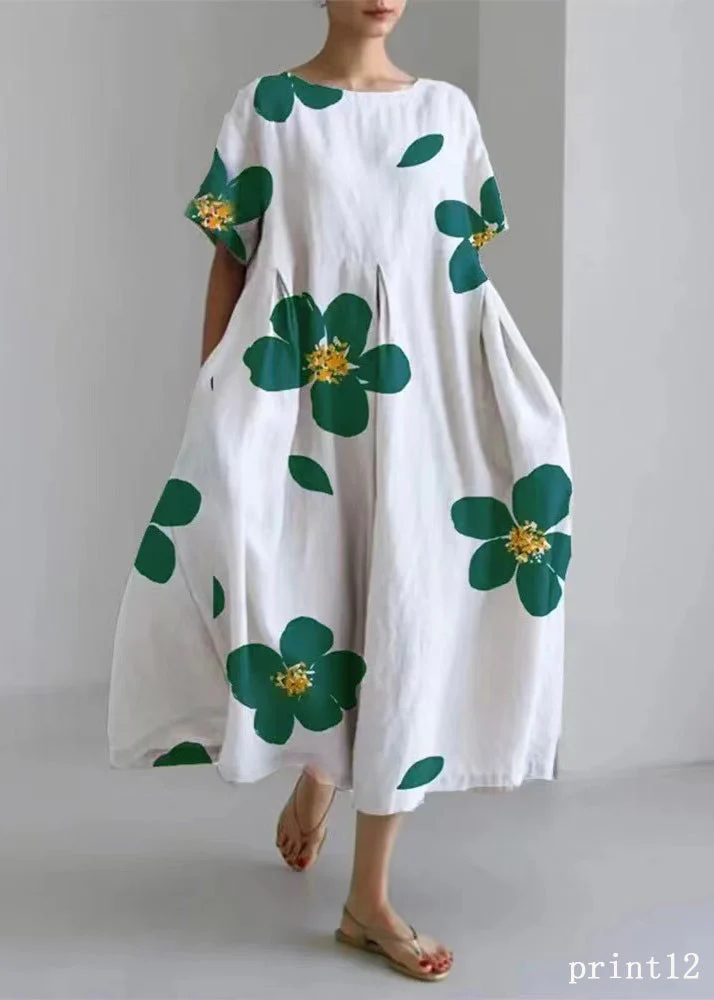 Flower print7 Cotton Dresses Pockets Patchwork Spring - Image 6