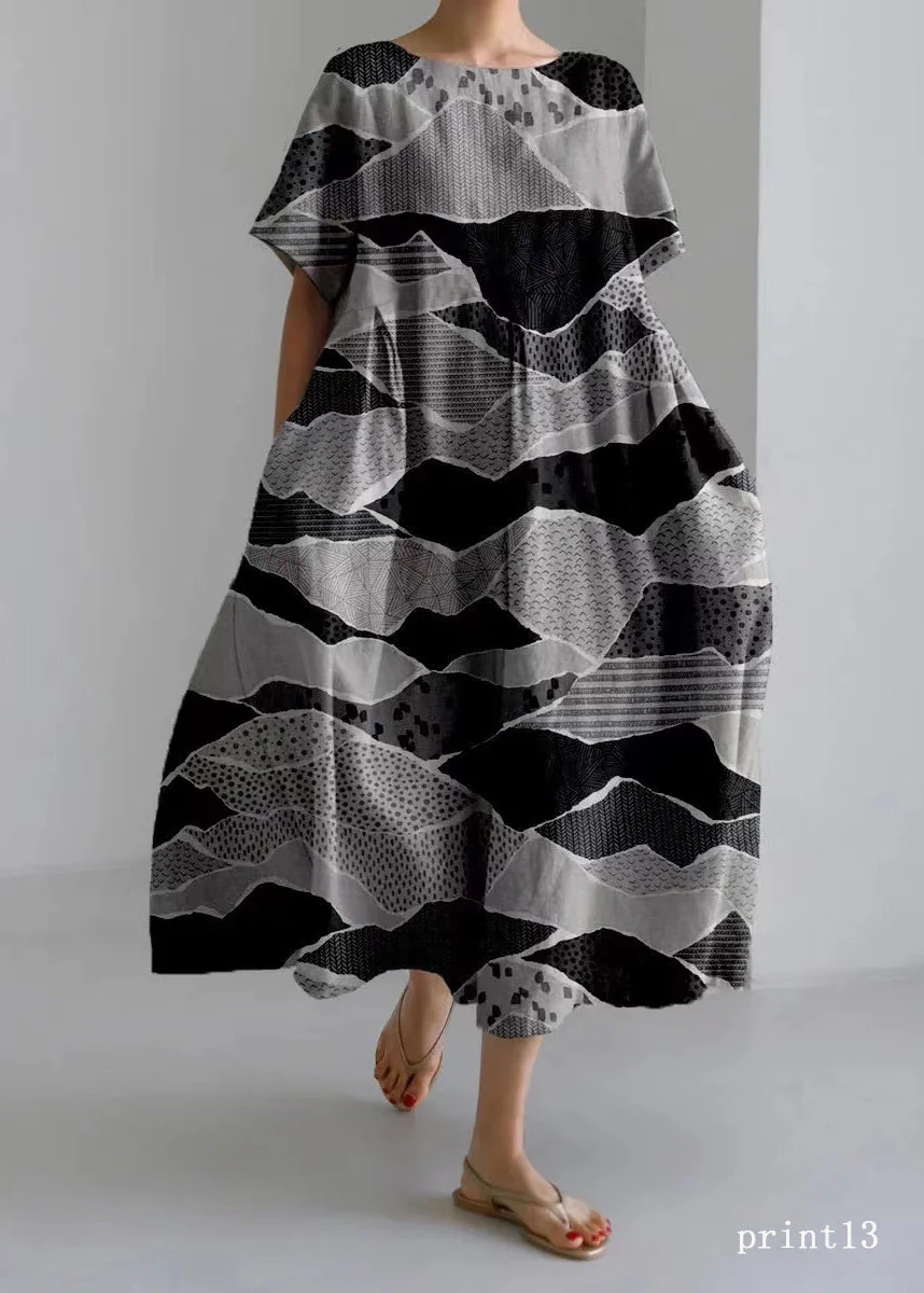 Flower print7 Cotton Dresses Pockets Patchwork Spring - Image 7