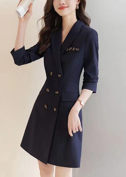 Formal Navy Silm Fit Work Dress Double Breast Spring - Image 3