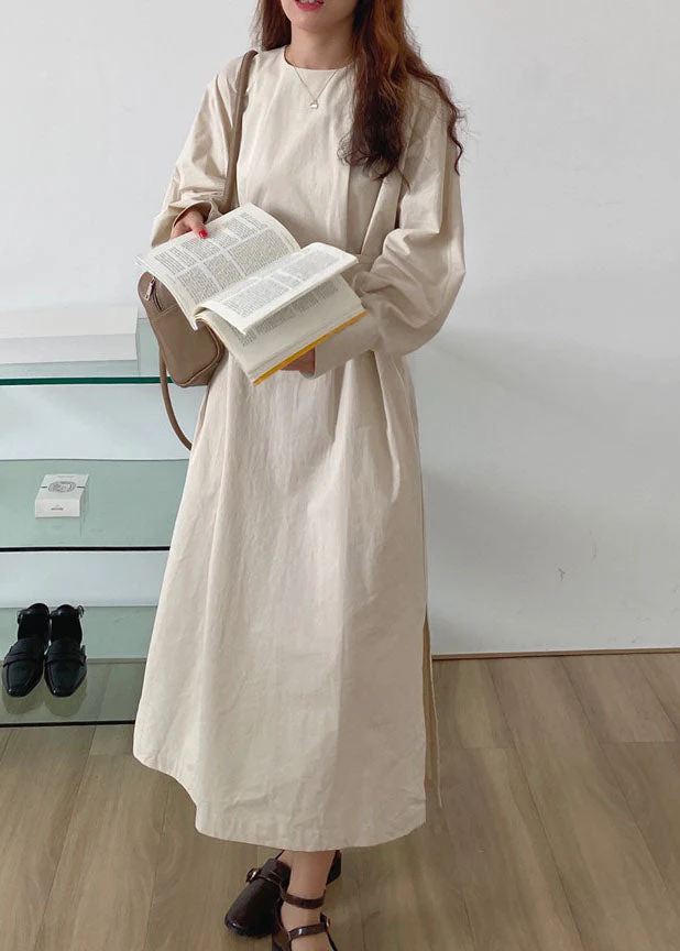 French Apricot Cinched side open Cotton Dresses Winter - Image 2