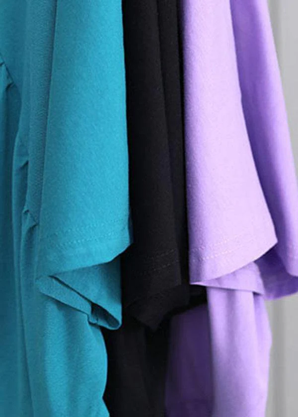 French Black Asymmetrical Cotton Dress Summer Dresses - Image 5
