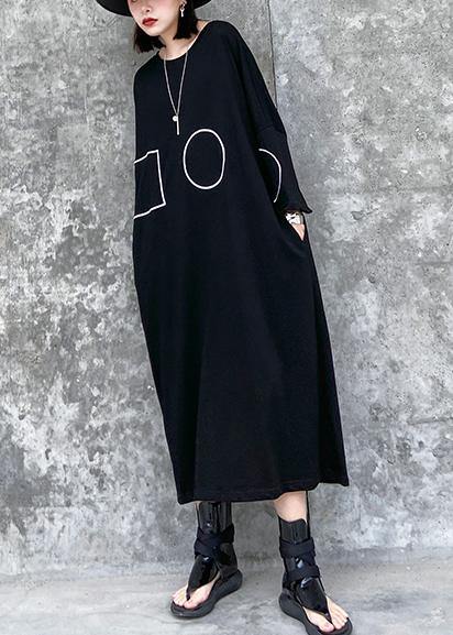 French black-flower tunics for women o neck pockets A Line Dress - Image 4