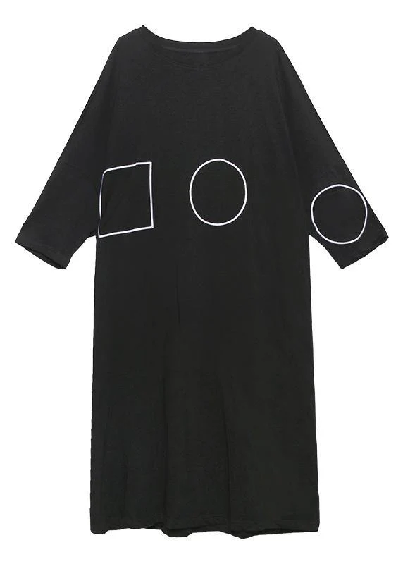 French black-flower tunics for women o neck pockets A Line Dress - Image 6