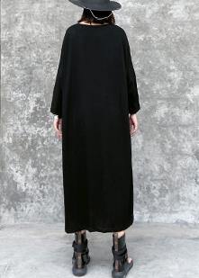 French black-geometry tunics for women o neck pockets A Line Dress - Image 6