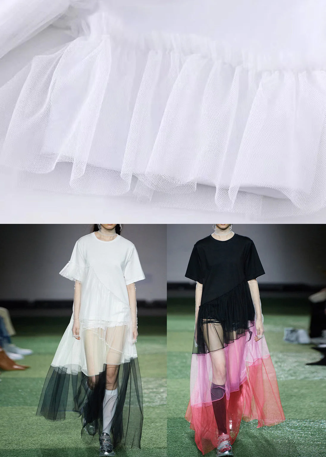 French Black O Neck Tulle Patchwork Cotton Long Dresses Summer - Image 5