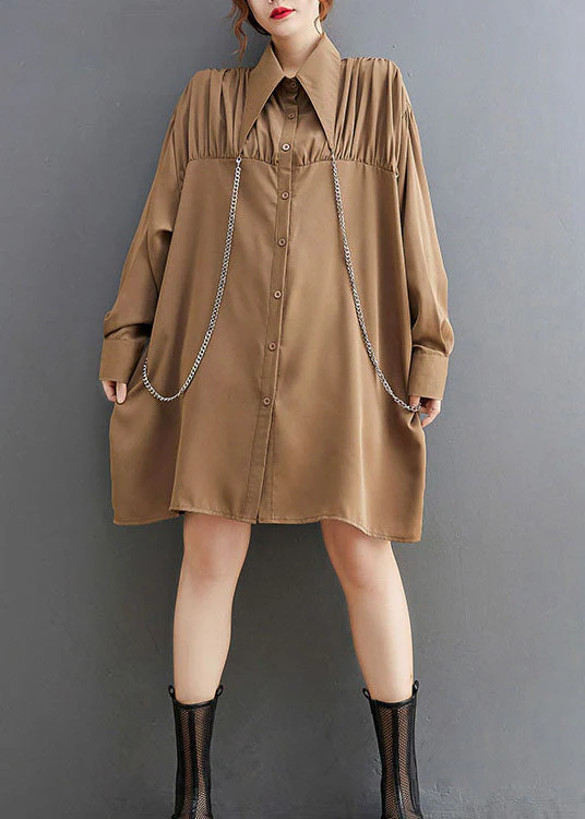 French Black Peter Pan Collar Patchwork Shirt Dresses Spring - Image 2