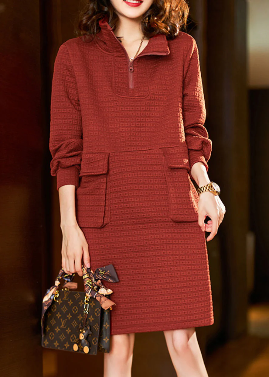French Black Peter Pan Collar Pockets Cotton Dresses Fall - Image 3