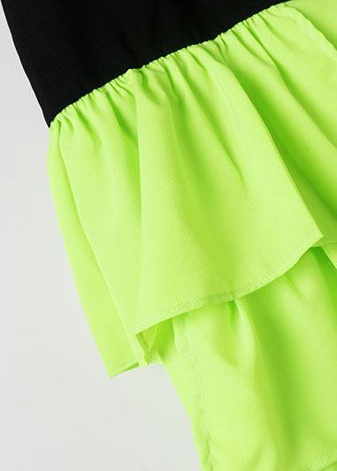 French black prints cotton clothes Women asymmetric hem ruffles loose summer Dress - Image 5