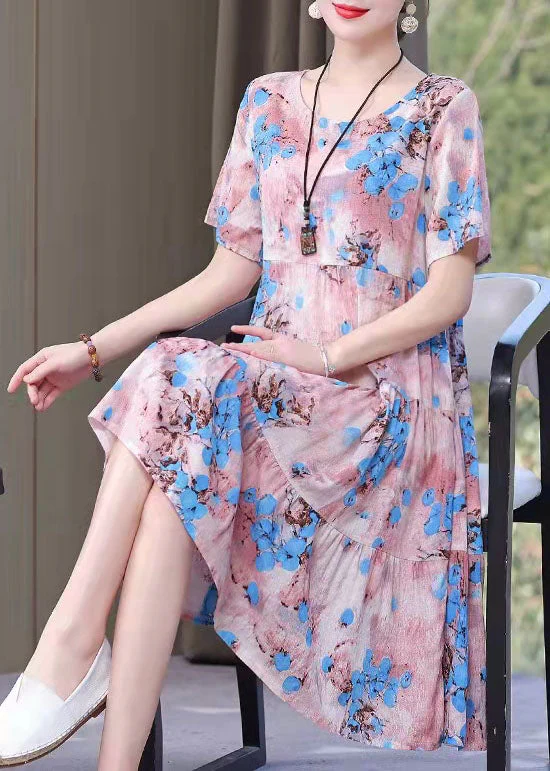 French Blue Bird print Cotton clothes o neck pockets Art summer Dresses - Image 7