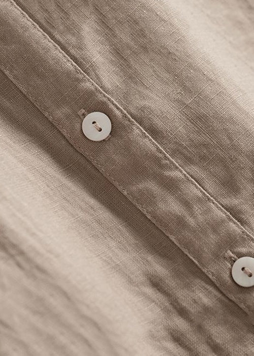 French Blue O Neck Button Linen Dresses Sleeveless - Image 5