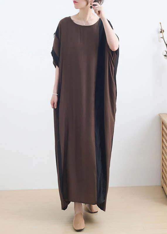 French Chocolate Patchwork Cotton Lace Summer Dresses - Image 3