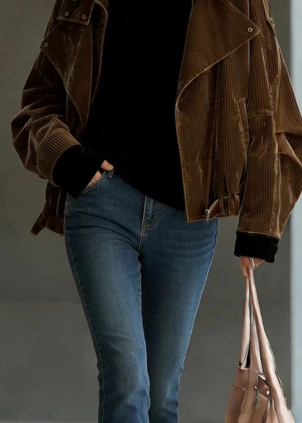 French Coffee Peter Pan Collar Fur Fine Cotton Filled Jackets Winter - Image 4