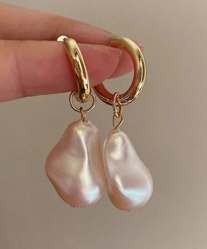 French Gold Copper Overgild Pearl Drop Earrings - Image 3