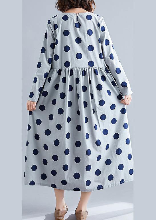 French gray o neck Chiffon clothes For Women dotted Traveling fall Dress - Image 4