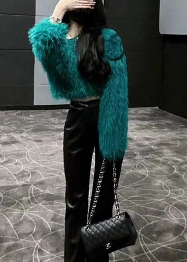 French Green Cold Shoulder Mink Hair Knitted Sweaters Spring - Image 4