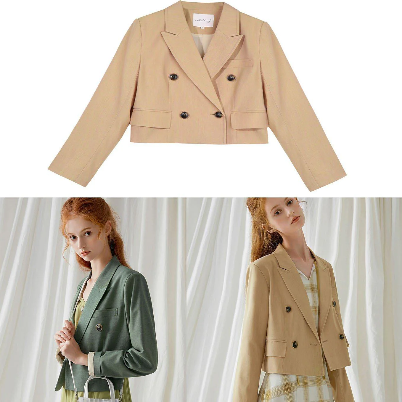 French green cotton crane double breast Dresses fall blouses coat - Image 5