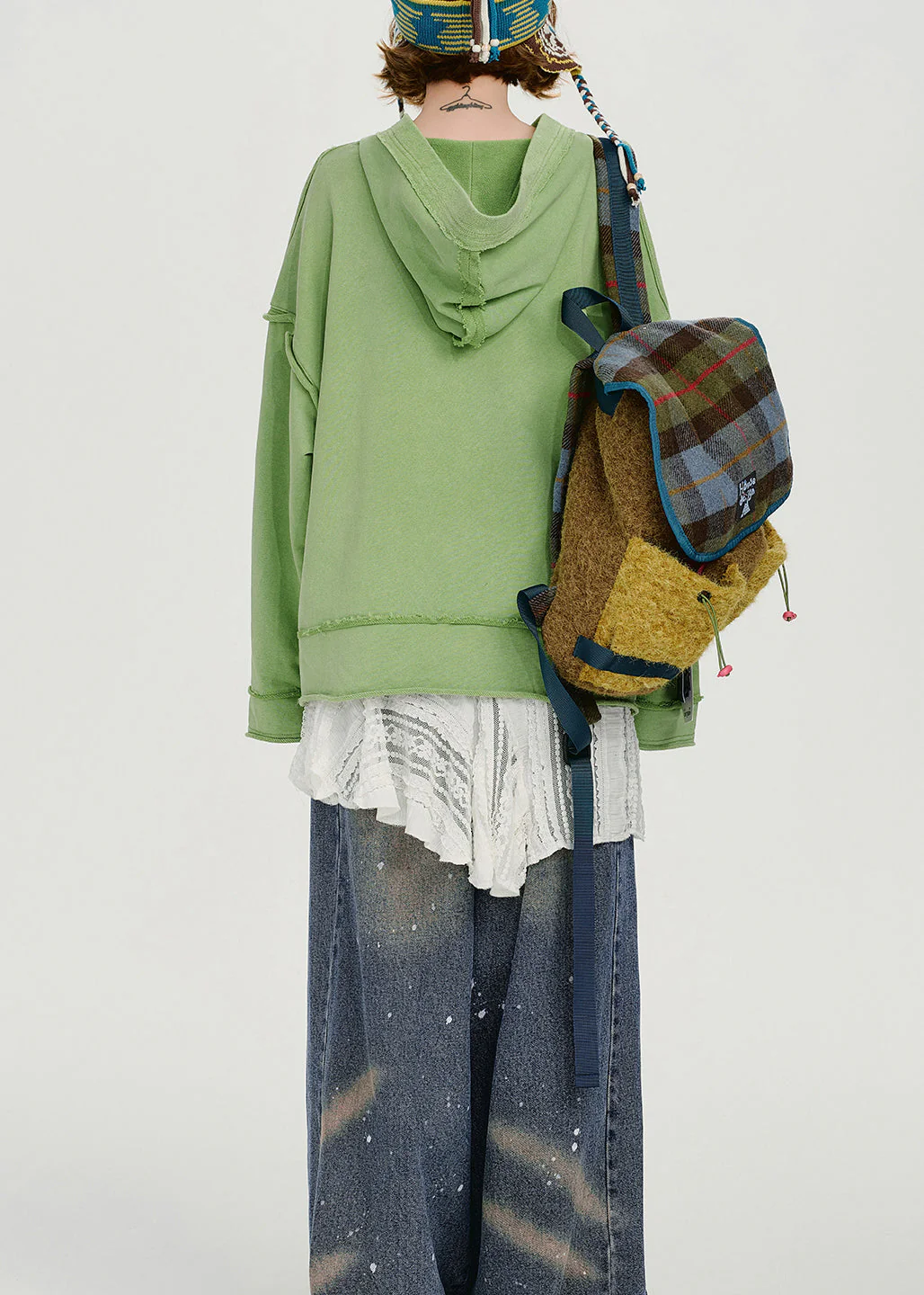 French Green Embroidered Hooded Cotton Loose Sweatshirts Top Spring - Image 5