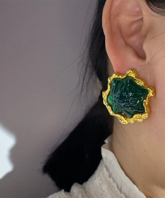 French Green Oversized Acrylic Stud Earrings