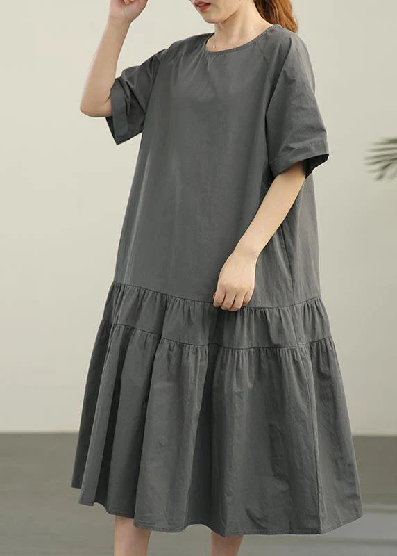 French Light Green Cinched Mermaid Long Summer Cotton Dress - Image 3